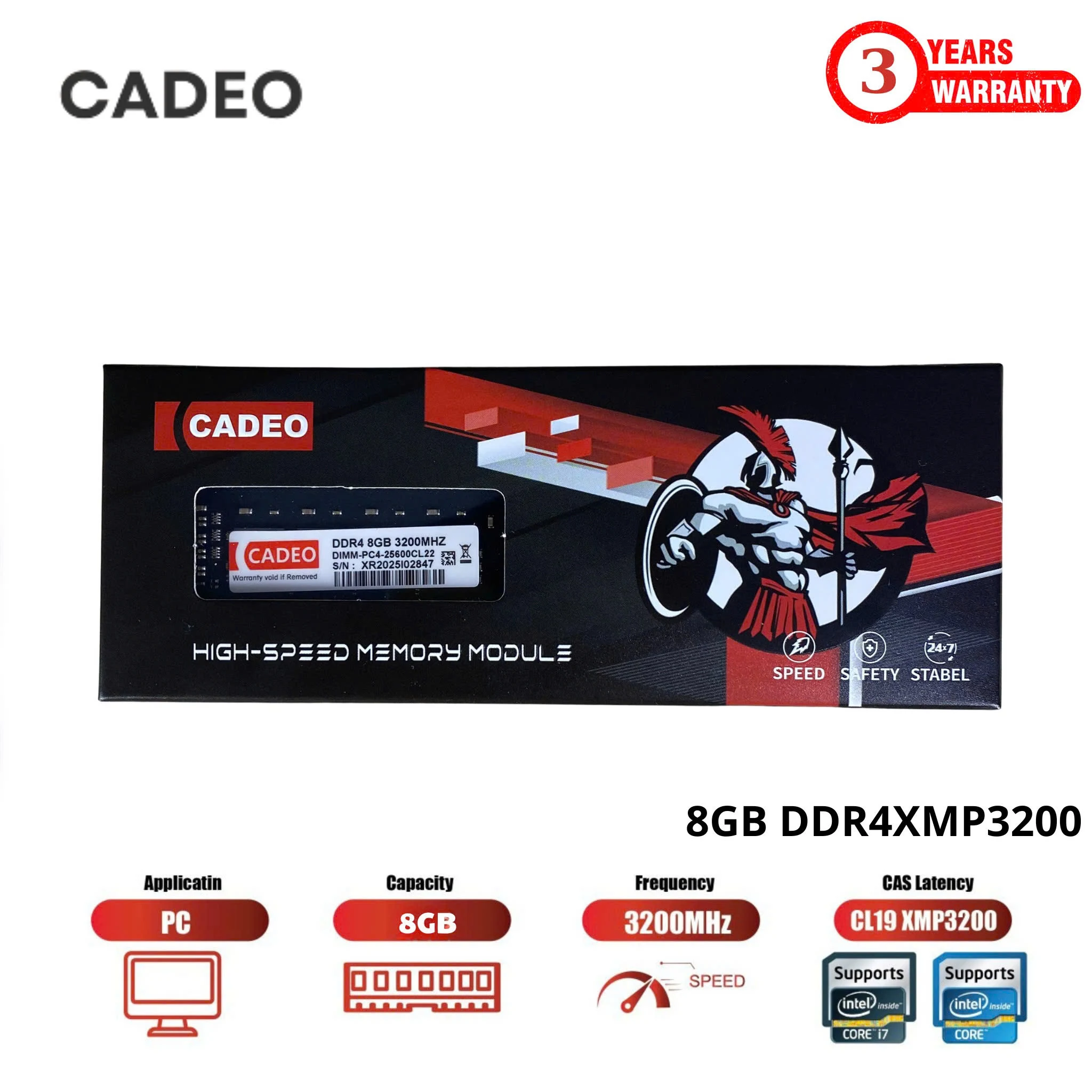 RAM PC CADEO DDR4 8GB (1x8GB) 3200MHz - NEW