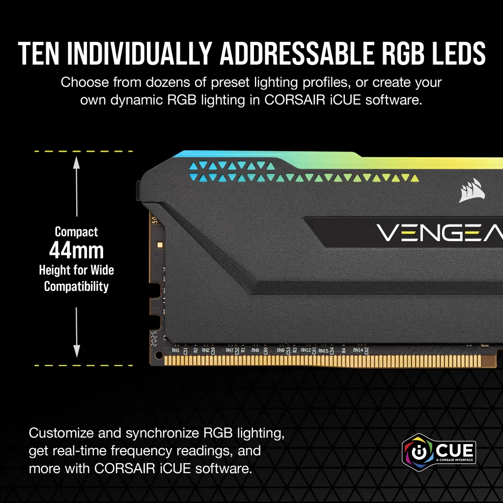 RAM PC Corsair Vengeance RGB Pro 32GB (2x16GB) DDR4 3600MHz - Black - New