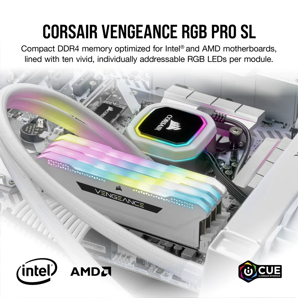 RAM PC Corsair Vengeance RGB Pro SL 32GB (2x16GB) DDR4 3600MHz - White - New