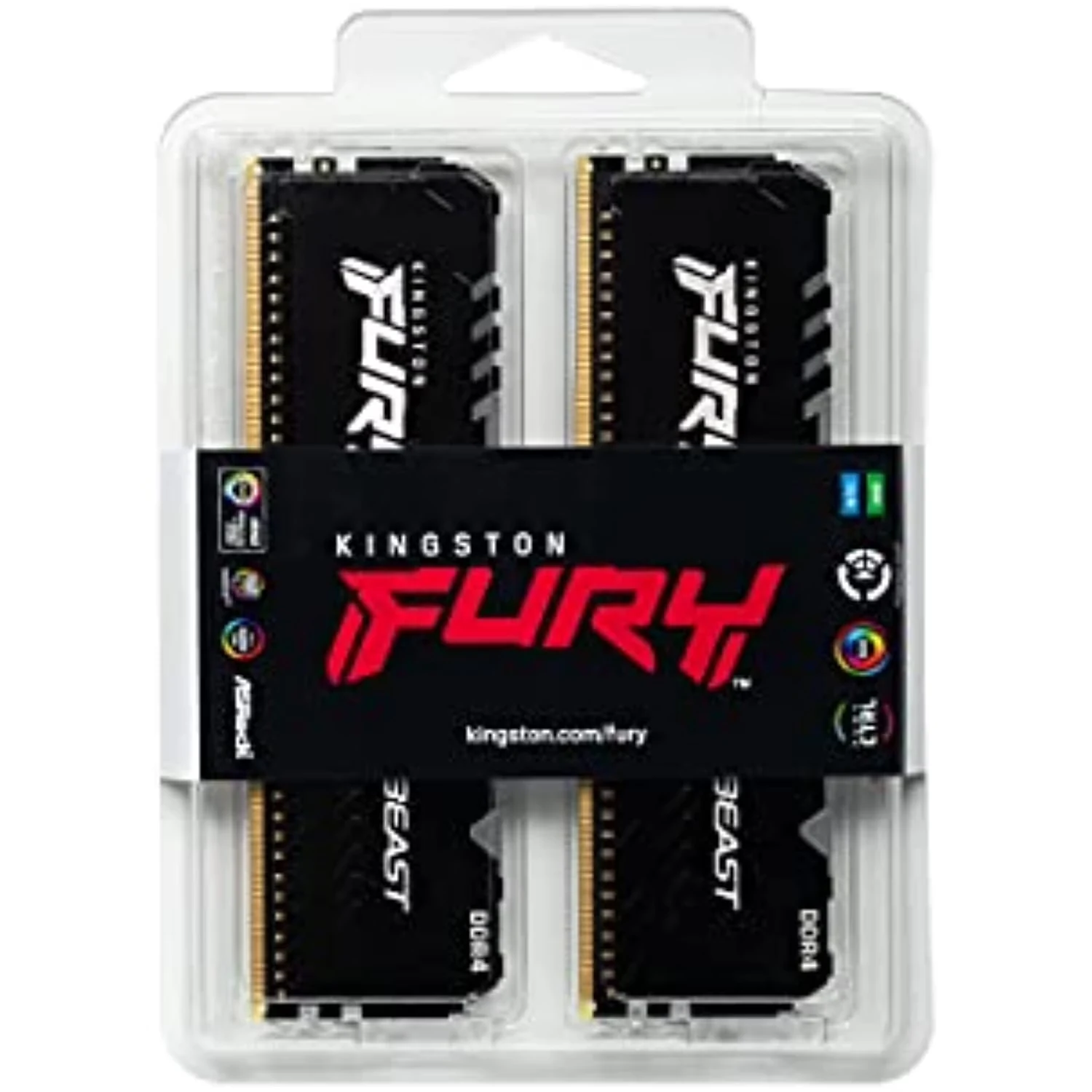 RAM PC Kingston FURY Beast RGB 16GB (2x8GB) DDR4 3200MHz - Black - New