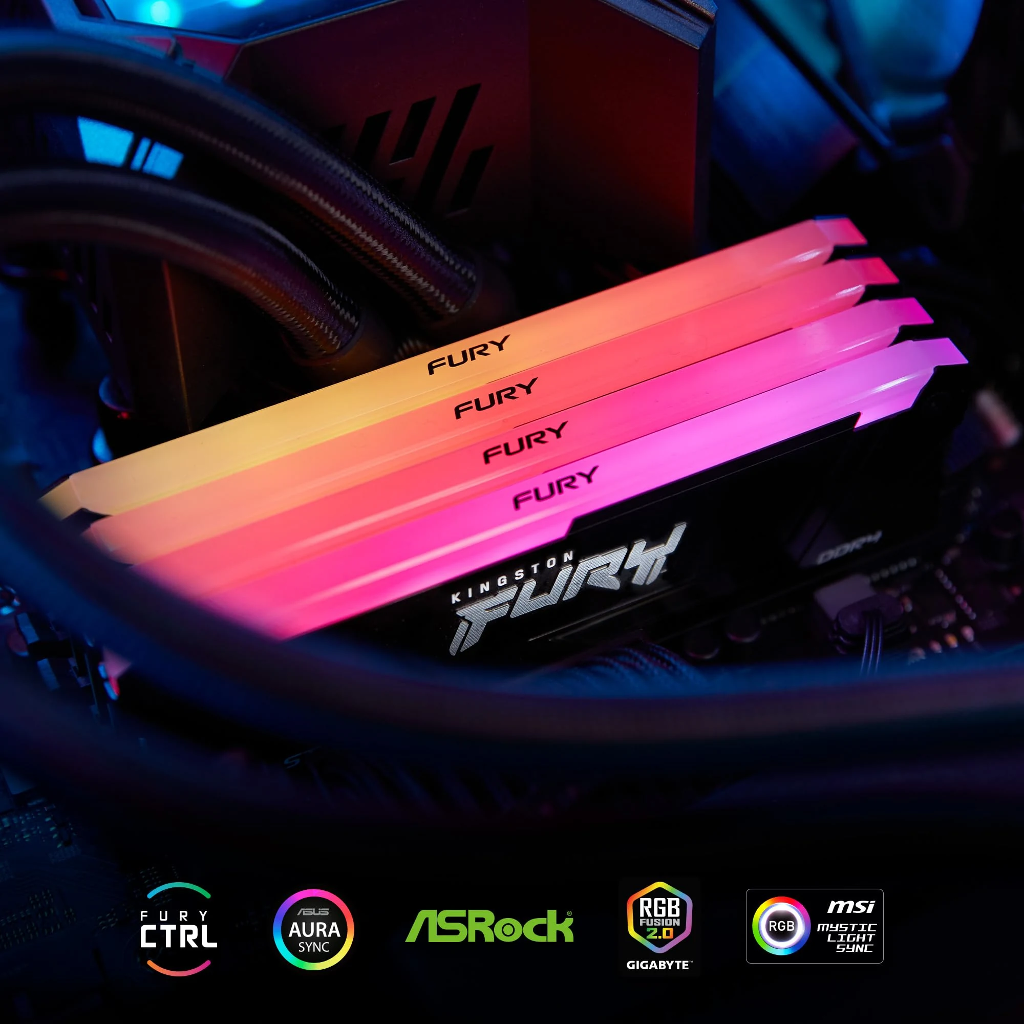 RAM PC Kingston FURY Beast RGB 32GB (1x32GB) DDR4 3200MHz - Black - New