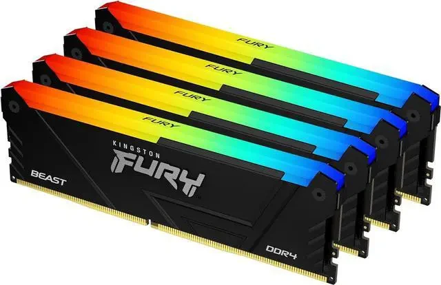 RAM PC Kingston FURY Beast RGB 64GB (4x16GB) DDR4 3200MHz - Black - New