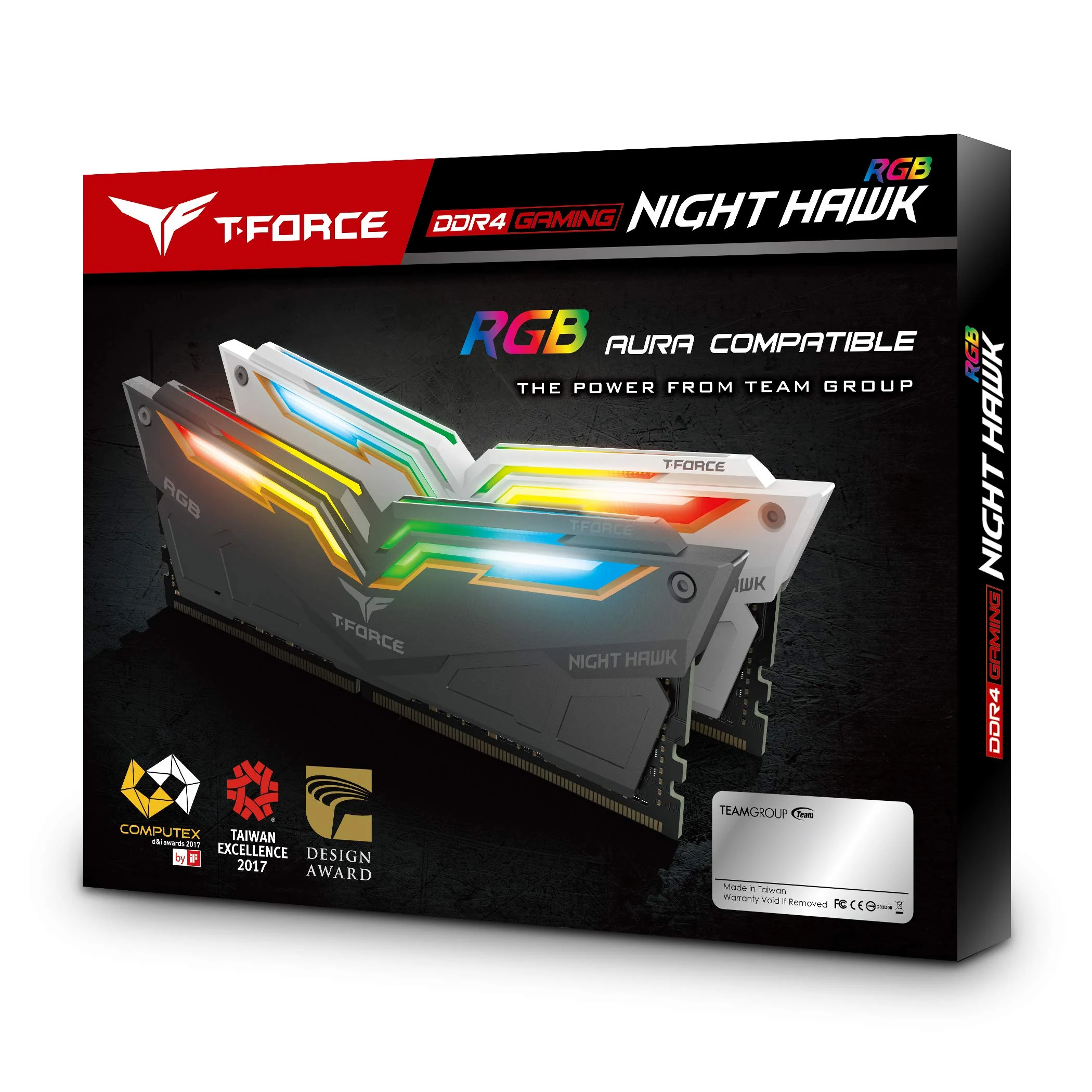 RAM PC TeamGroup T-Force Night Hawk RGB 16GB (2x8GB) DDR4 3600MHz - Black - New