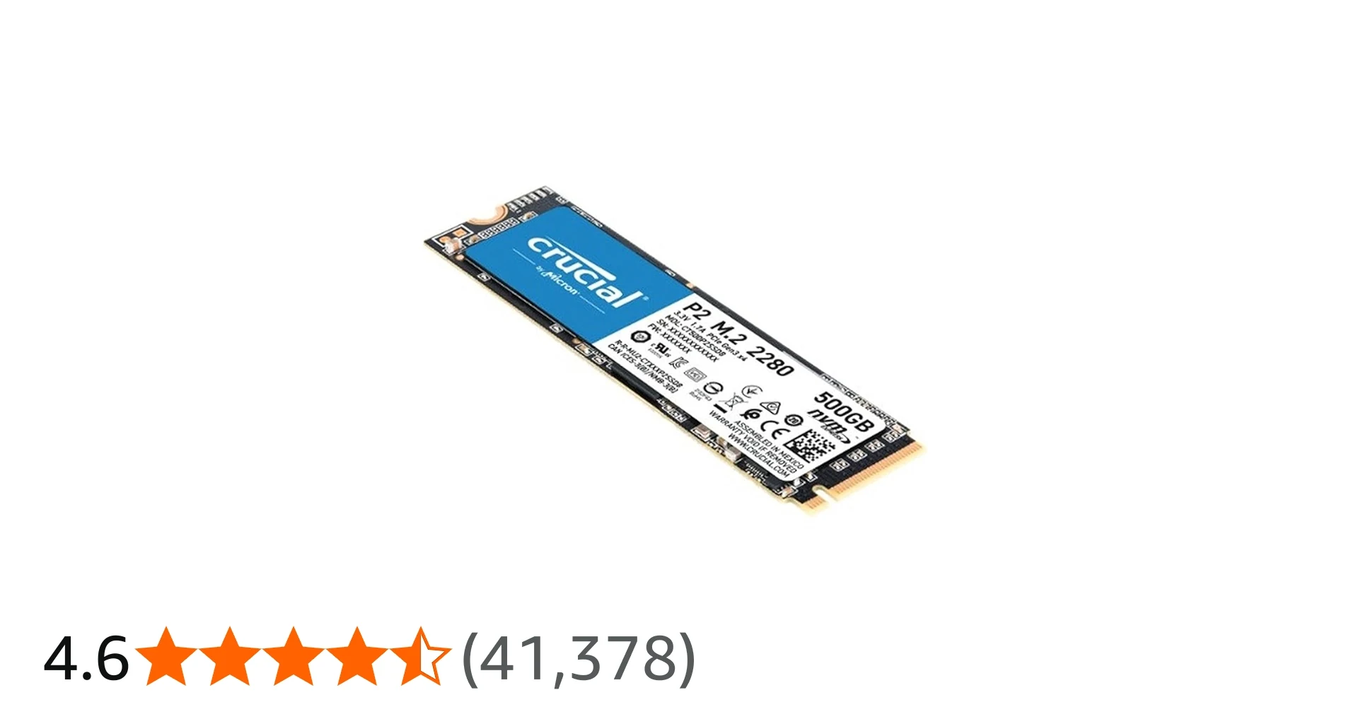 SSD Crucial P2 1TB - M.2 NVMe - PCIe Gen 3x4 - New