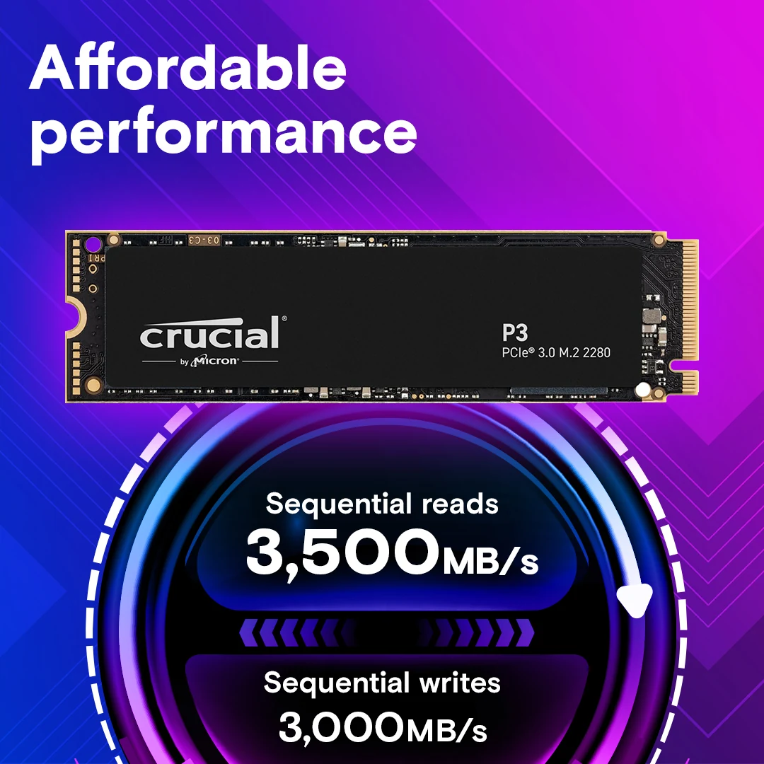 SSD Crucial P3 1TB - M.2 NVMe - PCIe Gen 3x4 - New