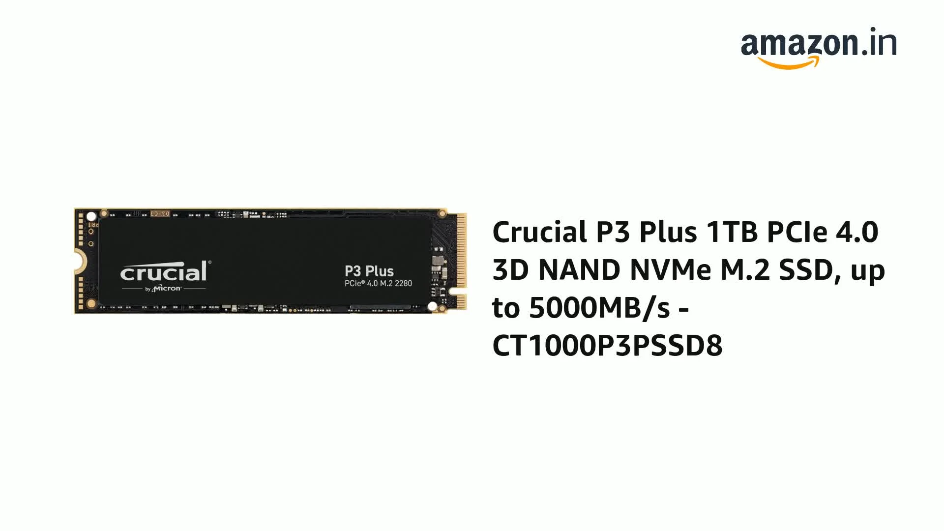 SSD Crucial P3 Plus 1TB - M.2 NVMe - PCIe Gen 4x4 - New