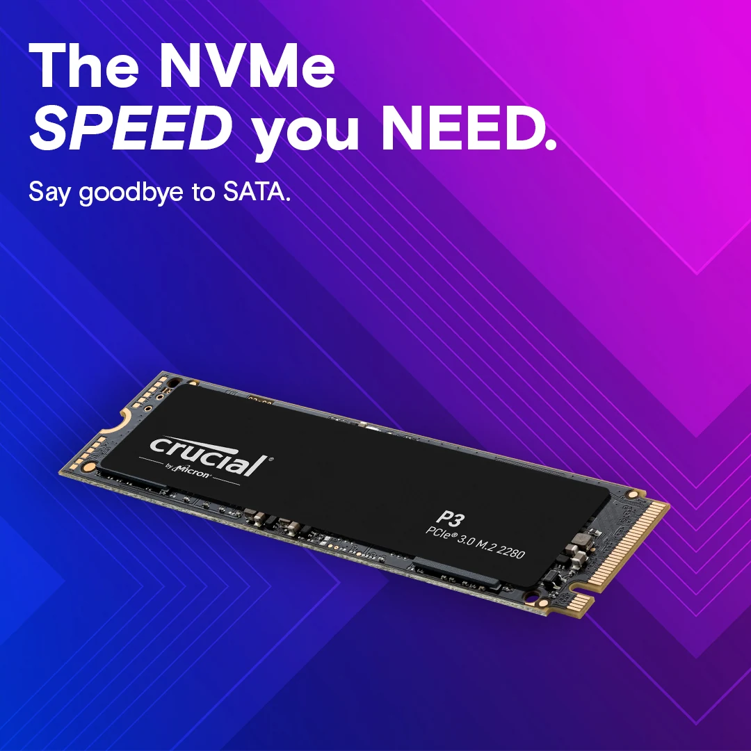 SSD Crucial P3 Plus 500GB - M.2 NVMe - PCIe Gen 4x4 - New