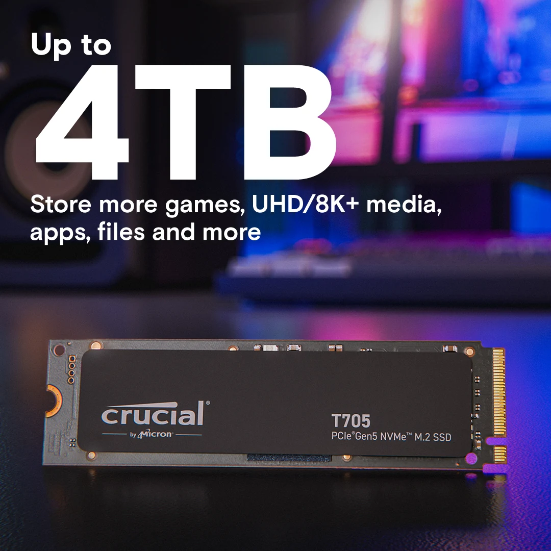 SSD Crucial T705 1TB - M.2 NVMe - PCIe Gen 5x4 - New