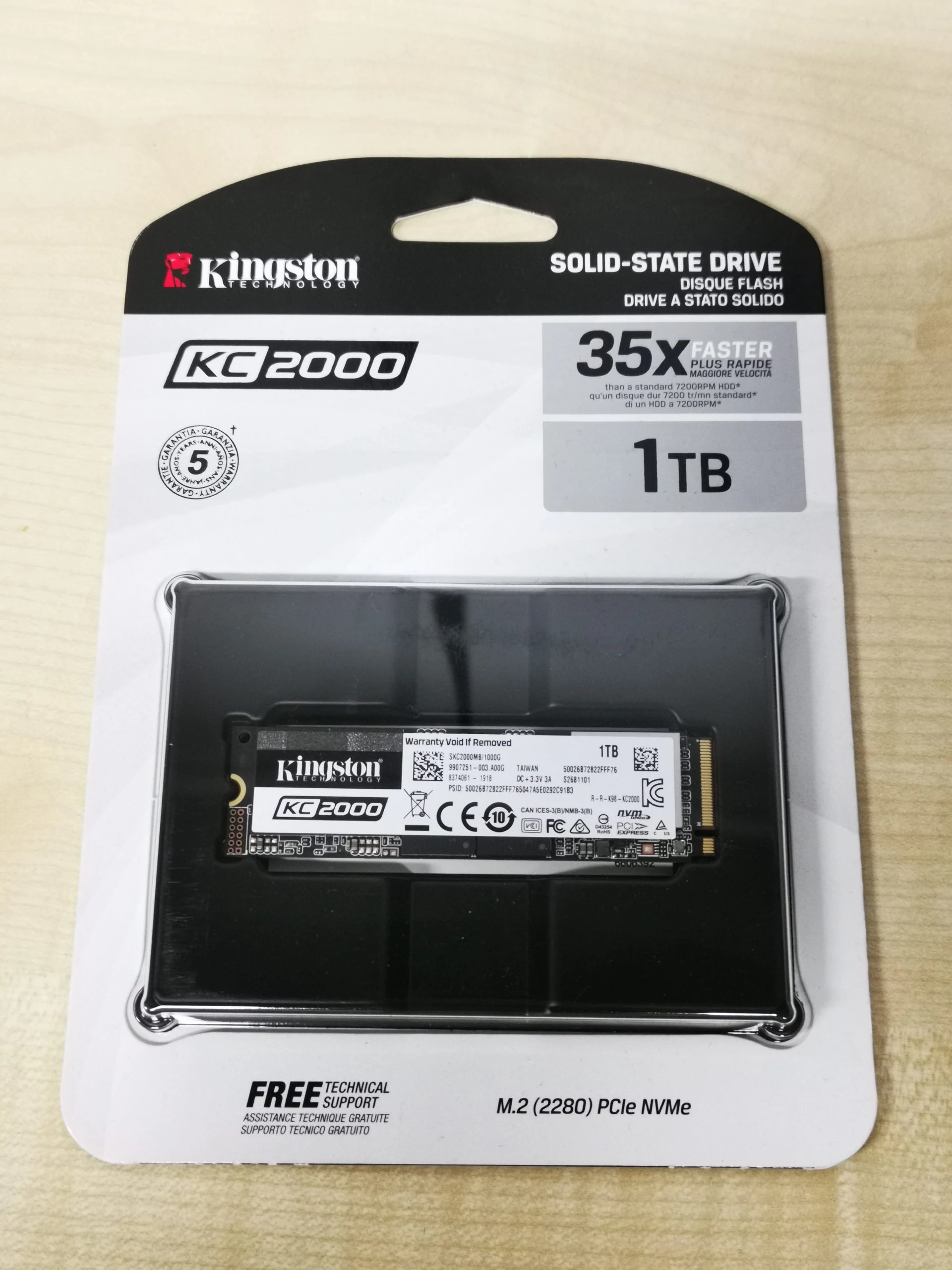 SSD Kingston KC2000 1TB - M.2 NVMe - PCIe Gen 3x4 - New