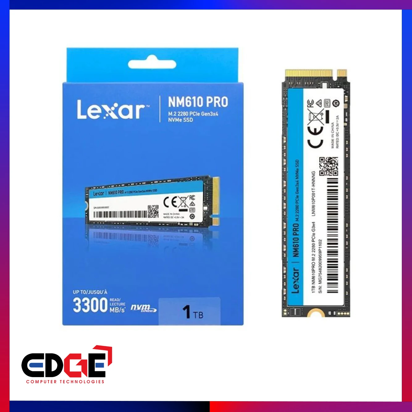 SSD Lexar NM610 PRO 1TB - M.2 NVMe - PCIe Gen 3x4 - New