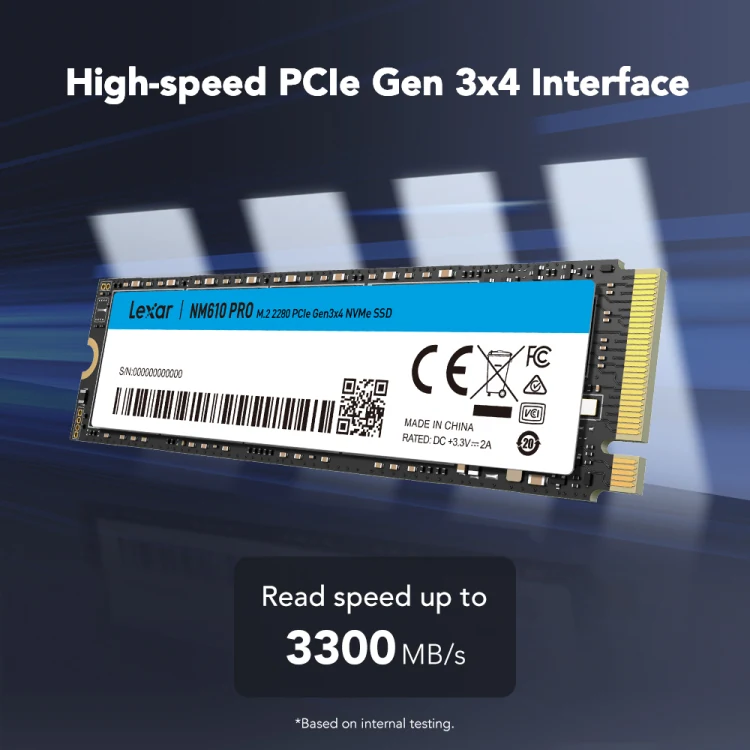 SSD Lexar NM610 PRO 500GB - M.2 NVMe - PCIe Gen 3x4 - New