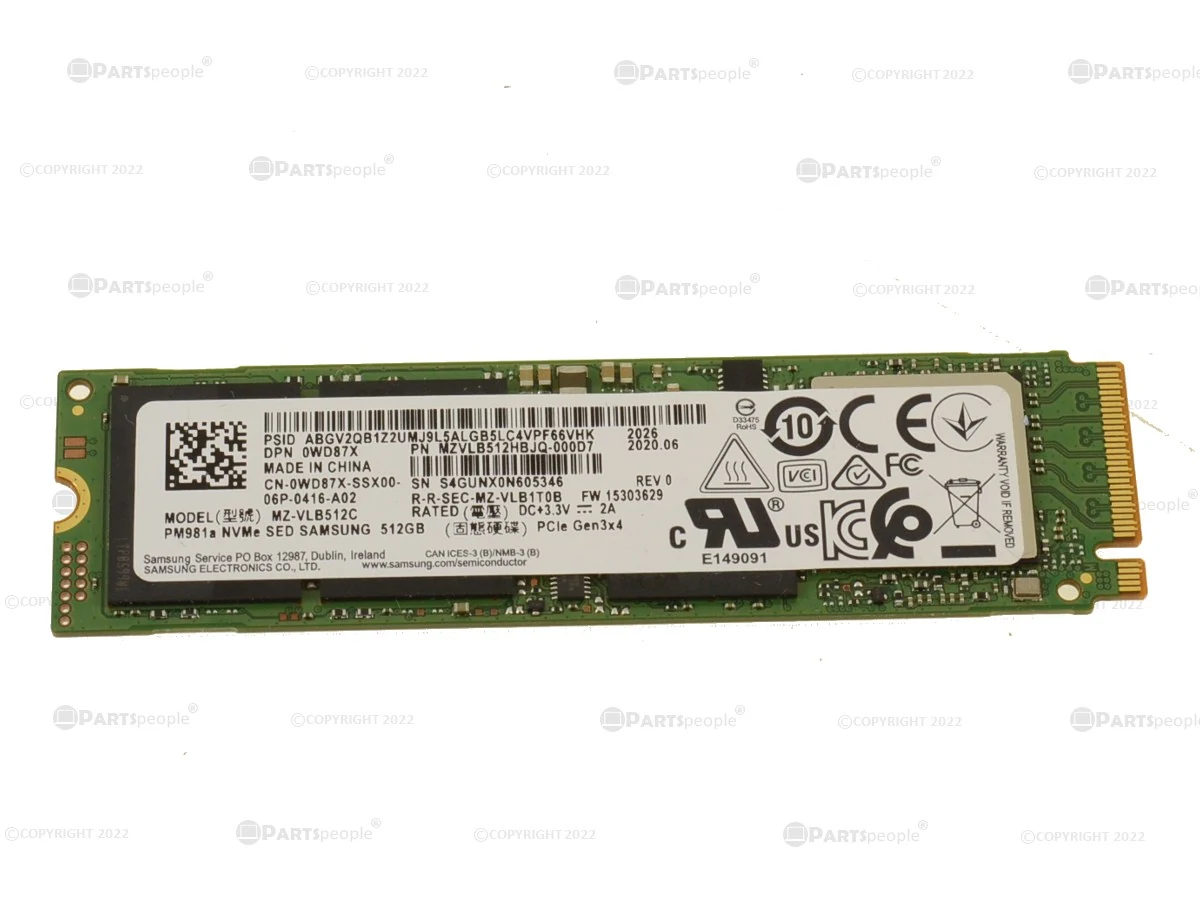 SSD Samsung PM981a 512GB - M.2 NVMe - PCIe Gen 3x4 - New
