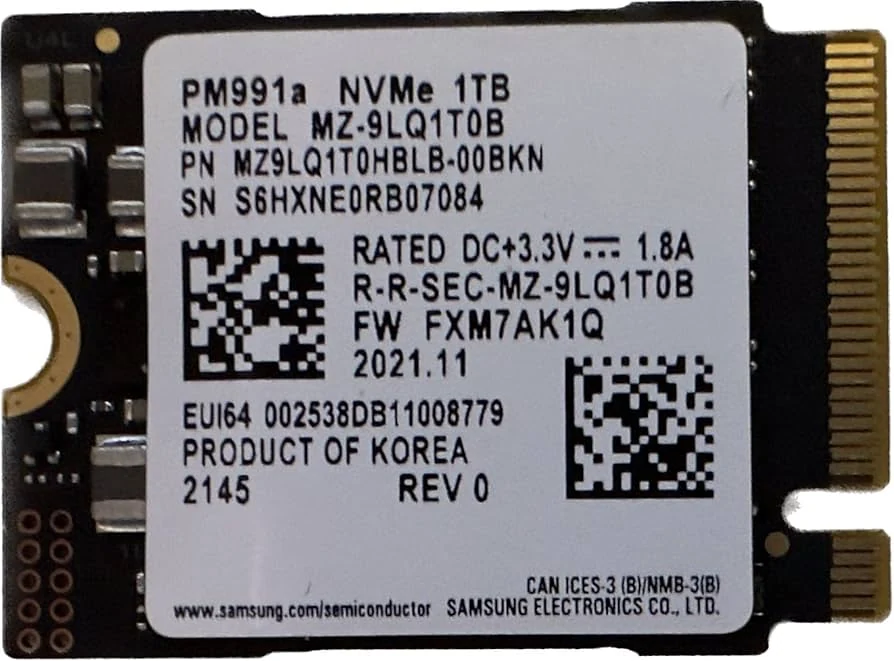 SSD Samsung PM991 1TB - M.2 NVMe - PCIe Gen 3x4 - New