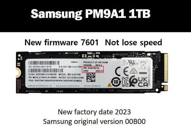 SSD Samsung PM9A1a 1TB - M.2 NVMe - PCIe Gen 4x4 - New