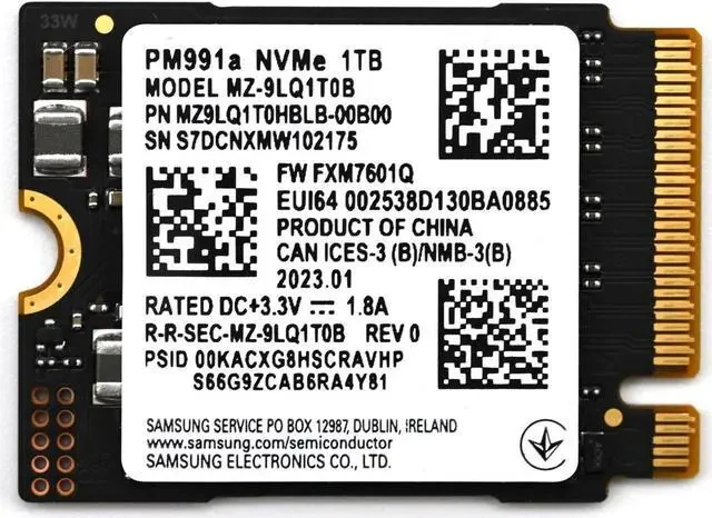 SSD Samsung PM9A1a 1TB - M.2 NVMe - PCIe Gen 4x4 - New