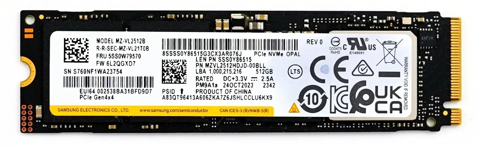SSD Samsung PM9A1a 512GB - M.2 NVMe - PCIe Gen 4x4 - New