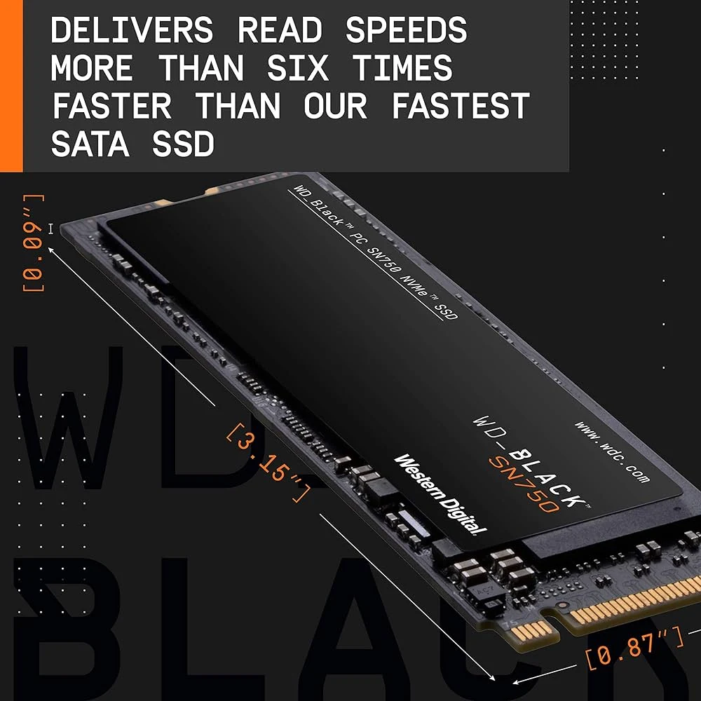 SSD Western Digital Black SN750 1TB - M.2 NVMe - PCIe Gen 3x4 - New