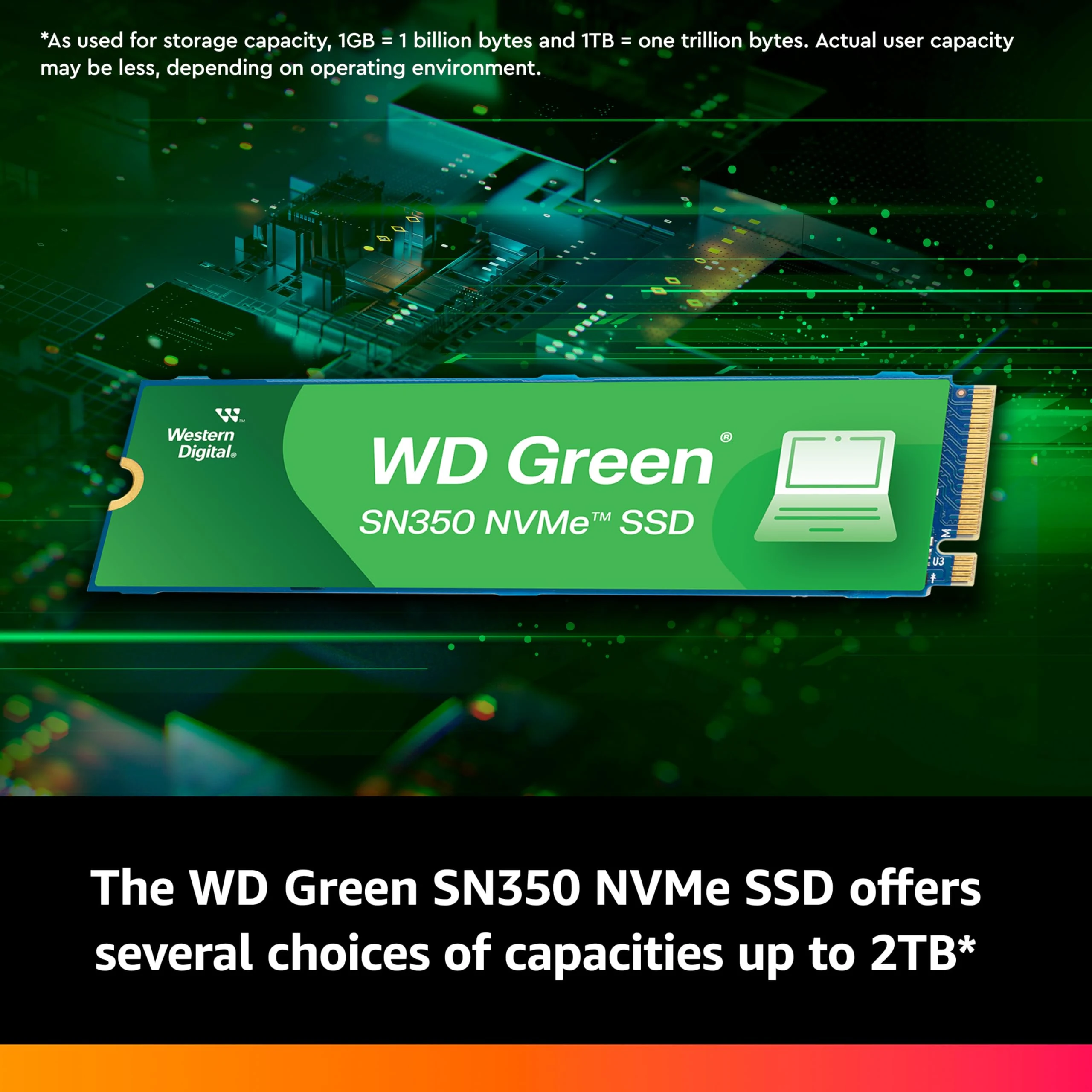 SSD Western Digital Green SN350 1TB - M.2 NVMe - PCIe Gen 3x4 - New