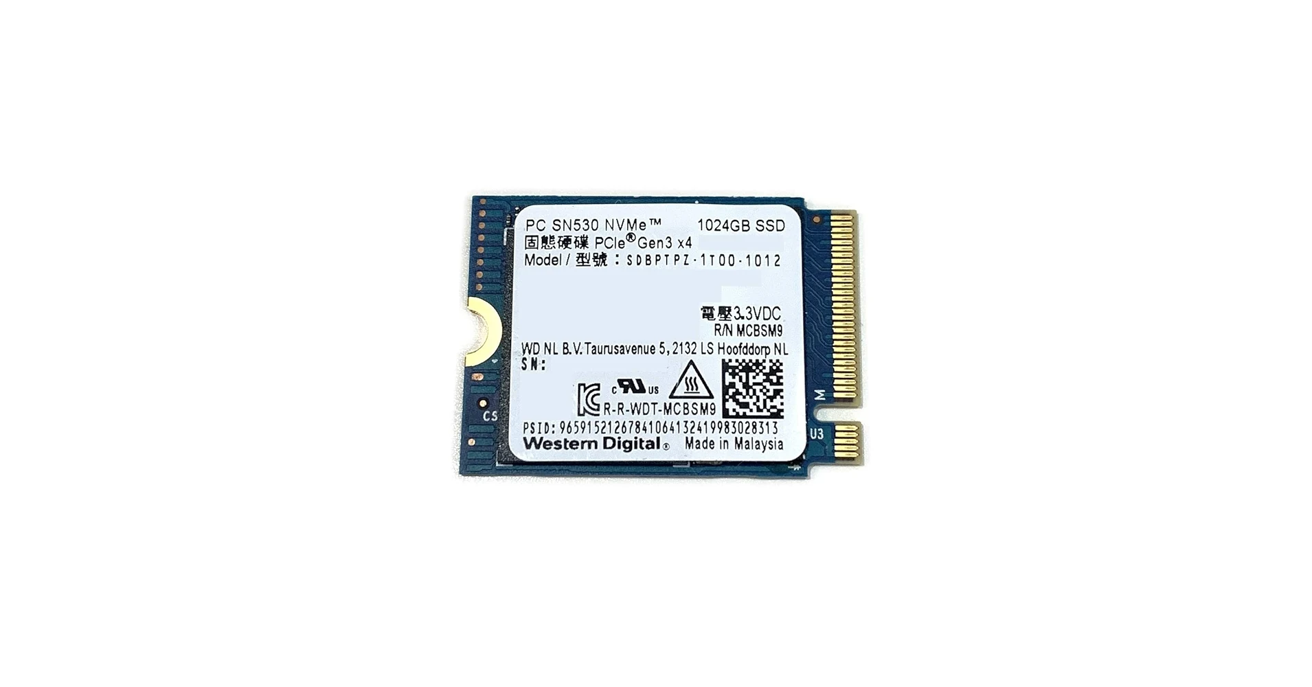 SSD Western Digital PC SN530 1TB - M.2 NVMe - PCIe Gen 3x4 - New