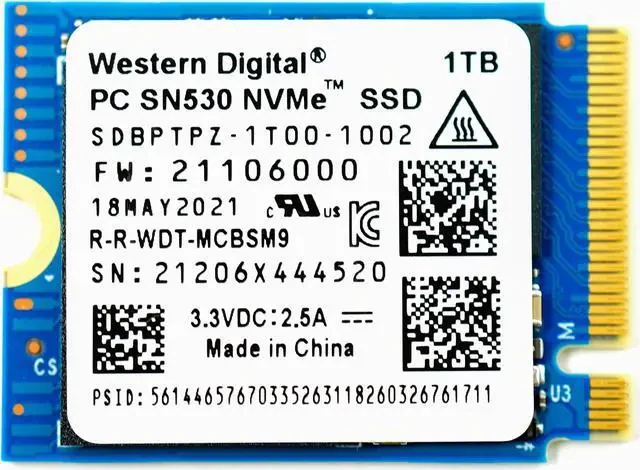 SSD Western Digital PC SN530 1TB - M.2 NVMe - PCIe Gen 3x4 - New