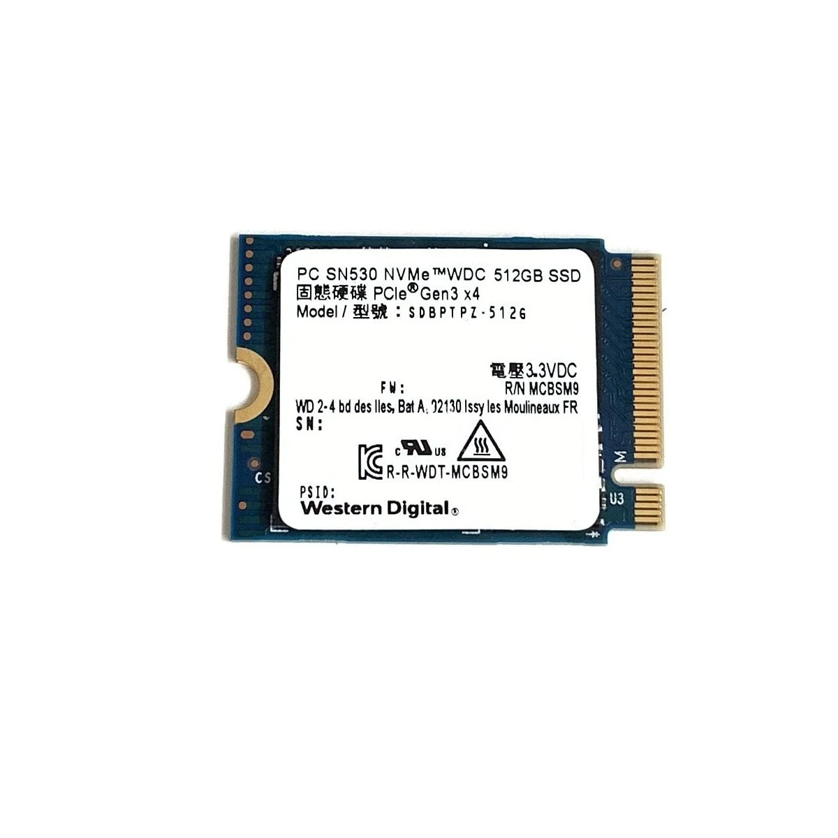 SSD Western Digital PC SN530 512GB - M.2 NVMe - PCIe Gen 3x4 - New