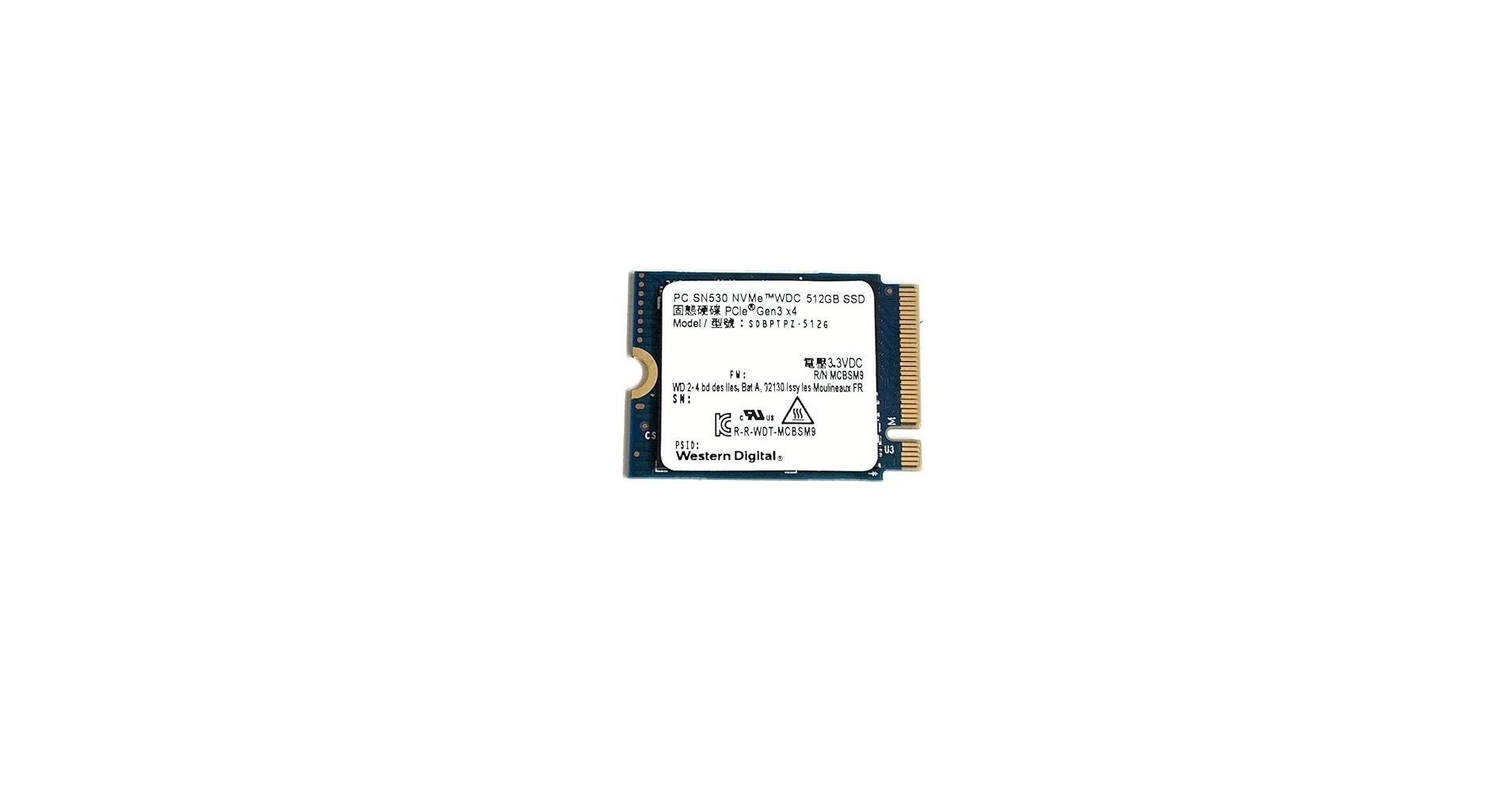 SSD Western Digital PC SN530 512GB - M.2 NVMe - PCIe Gen 3x4 - New
