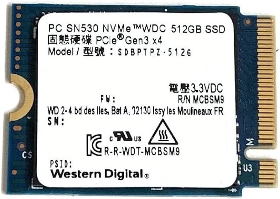 SSD Western Digital PC SN530 512GB - M.2 NVMe - PCIe Gen 3x4 - New