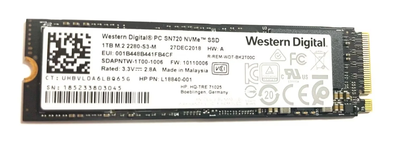 SSD Western Digital PC SN720 1TB - M.2 NVMe - PCIe Gen 3x4 - New
