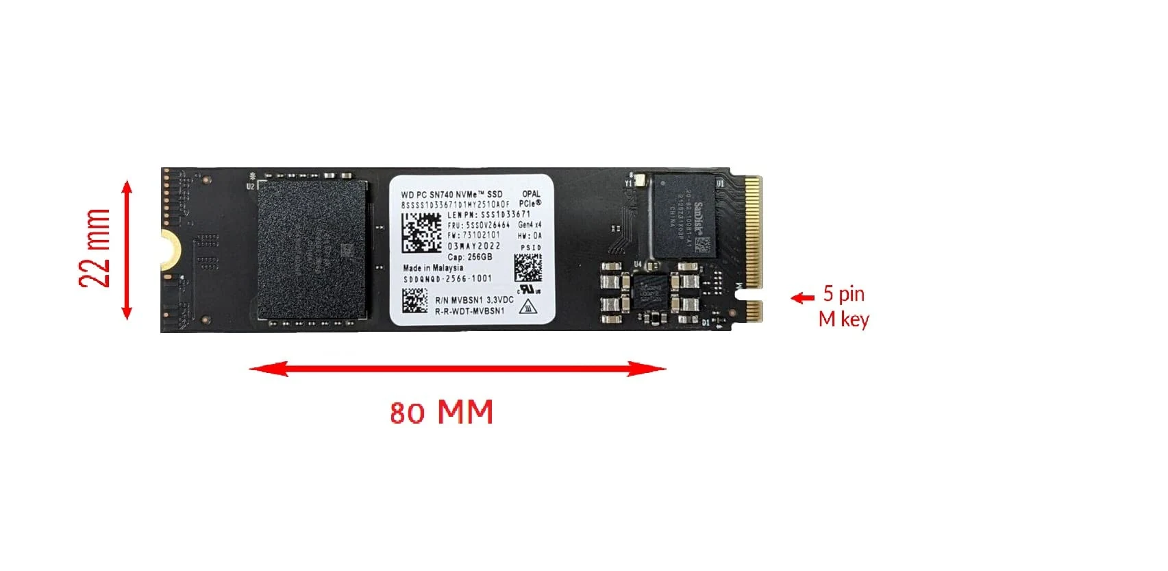 SSD Western Digital PC SN740 256GB Gen 4x4 - New