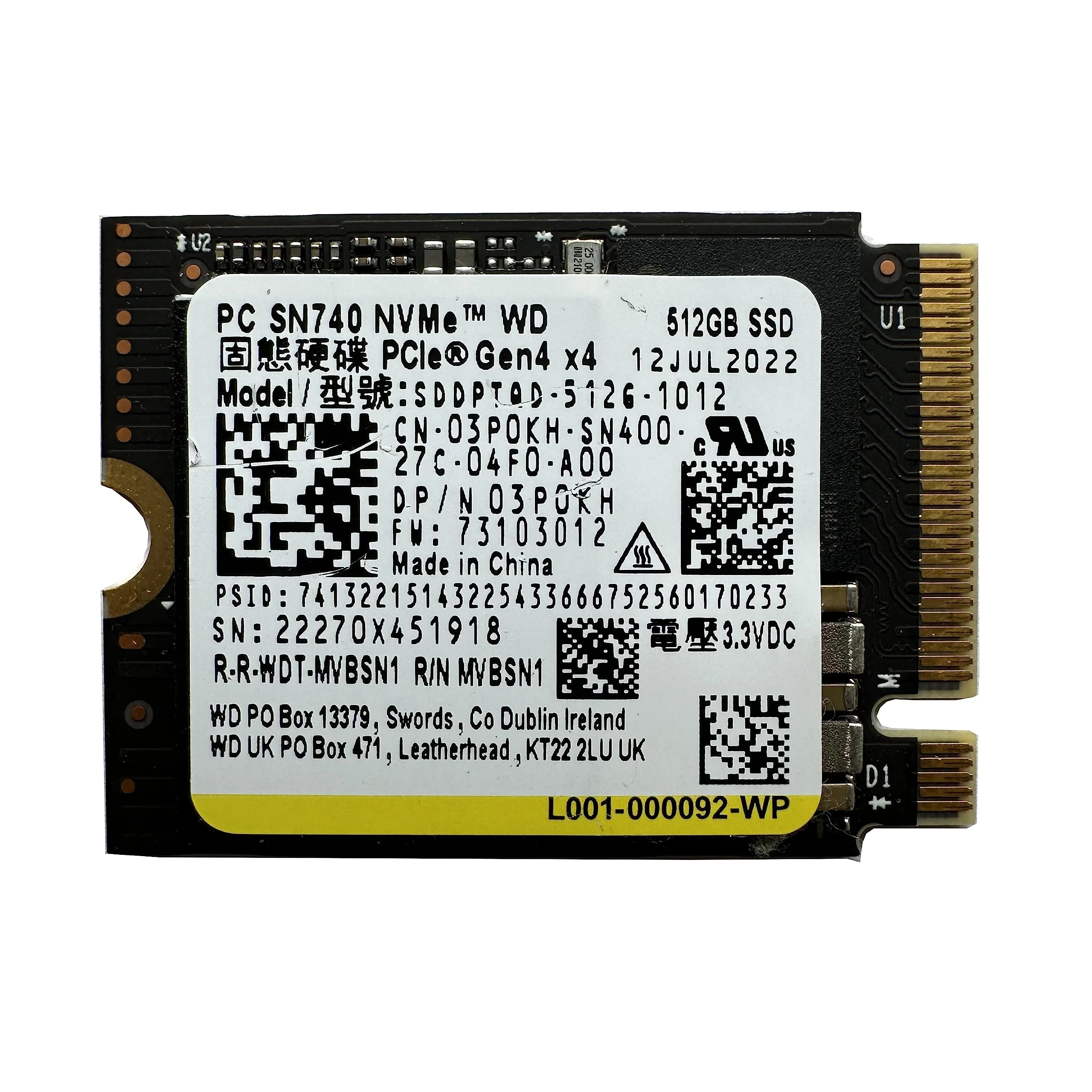 SSD Western Digital PC SN740 512GB - M.2 NVMe - PCIe Gen 4x4 - New