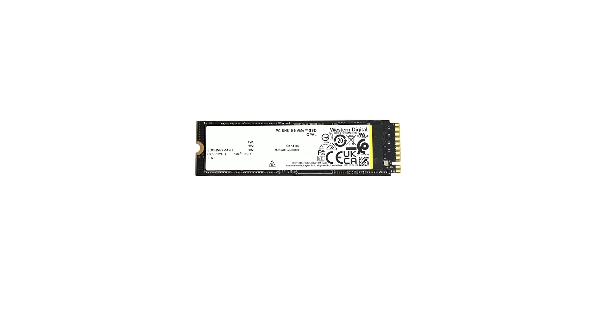 SSD Western Digital PC SN810 512GB - M.2 NVMe - PCIe Gen 4x4 - New