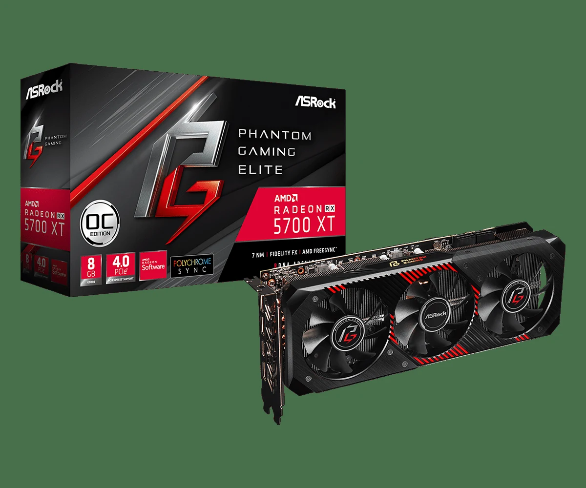 VGA ASRock Phantom Gaming Elite Radeon RX 5700 XT OC 8GB - GDDR6 - NEW