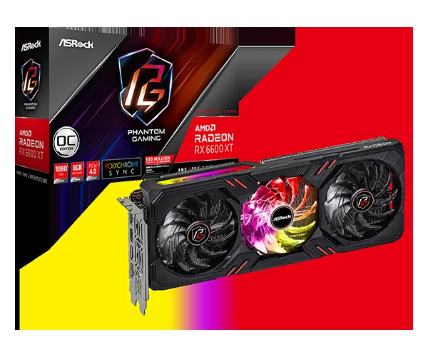 VGA ASRock Radeon RX 6600 XT Phantom Gaming D OC 8GB - GDDR6 - NEW