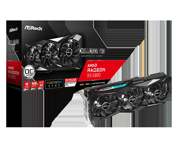 VGA ASRock Radeon RX 6800 Challenger Pro OC 16GB - GDDR6 - NEW