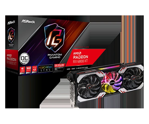 VGA ASRock Radeon RX 6800 XT Phantom Gaming D OC 16GB - GDDR6 - NEW