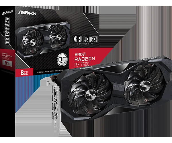 VGA ASRock Radeon RX 7600 Challenger 8GB OC - GDDR6 - NEW