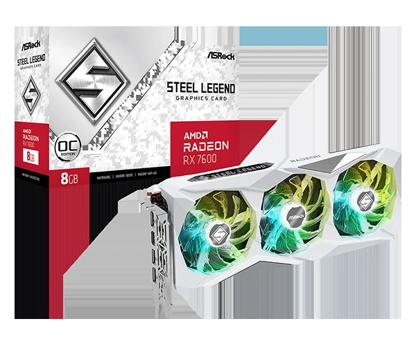VGA ASRock Radeon RX 7600 Steel Legend 8GB OC - GDDR6 - NEW