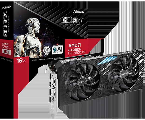 VGA ASRock Radeon RX 7600 XT Challenger 16GB OC - GDDR6 - NEW