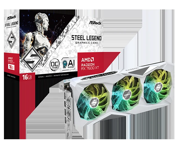 VGA ASRock Radeon RX 7600 XT Steel Legend 16GB OC - GDDR6 - NEW