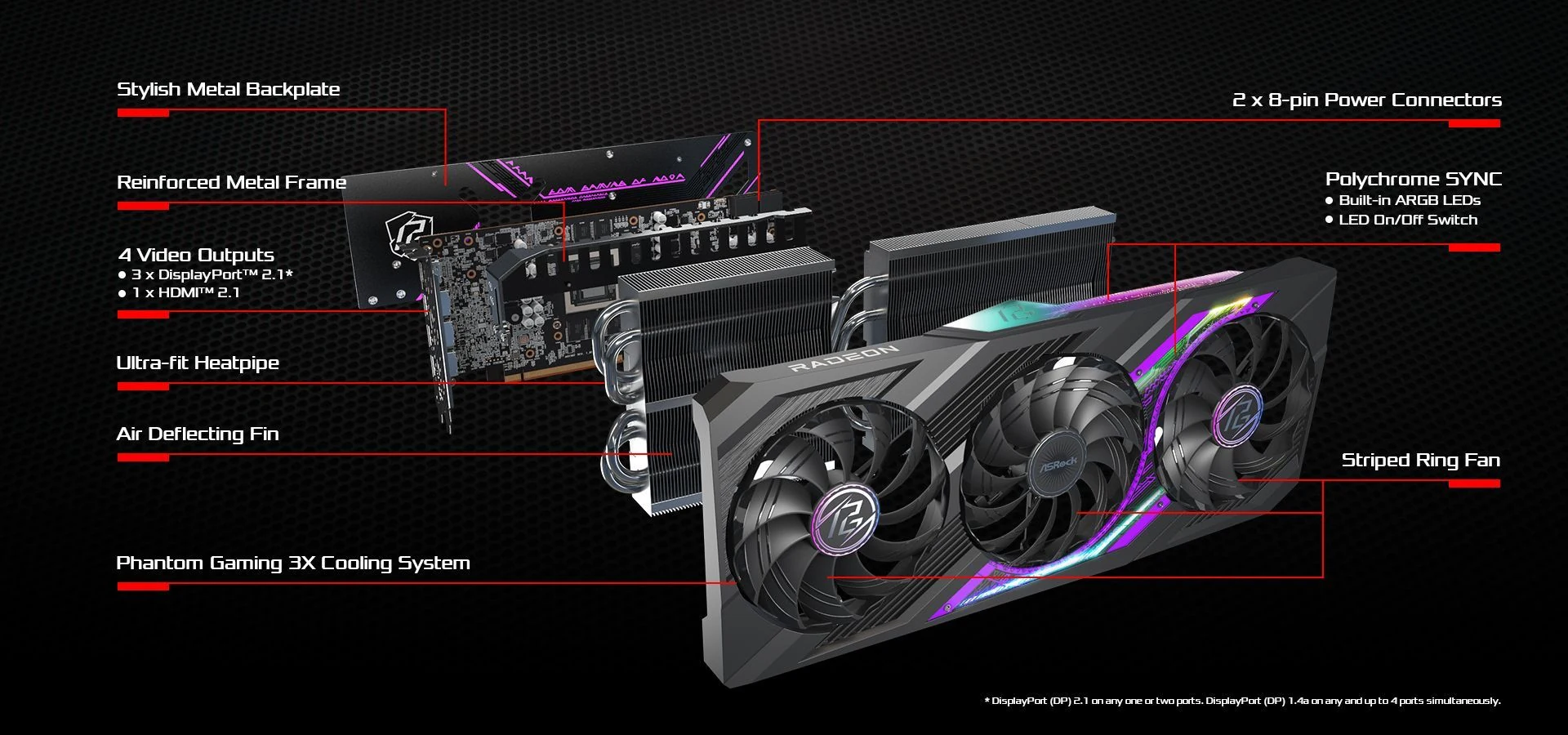 VGA ASRock Radeon RX 7800 XT Phantom Gaming 16GB OC - GDDR6 - NEW