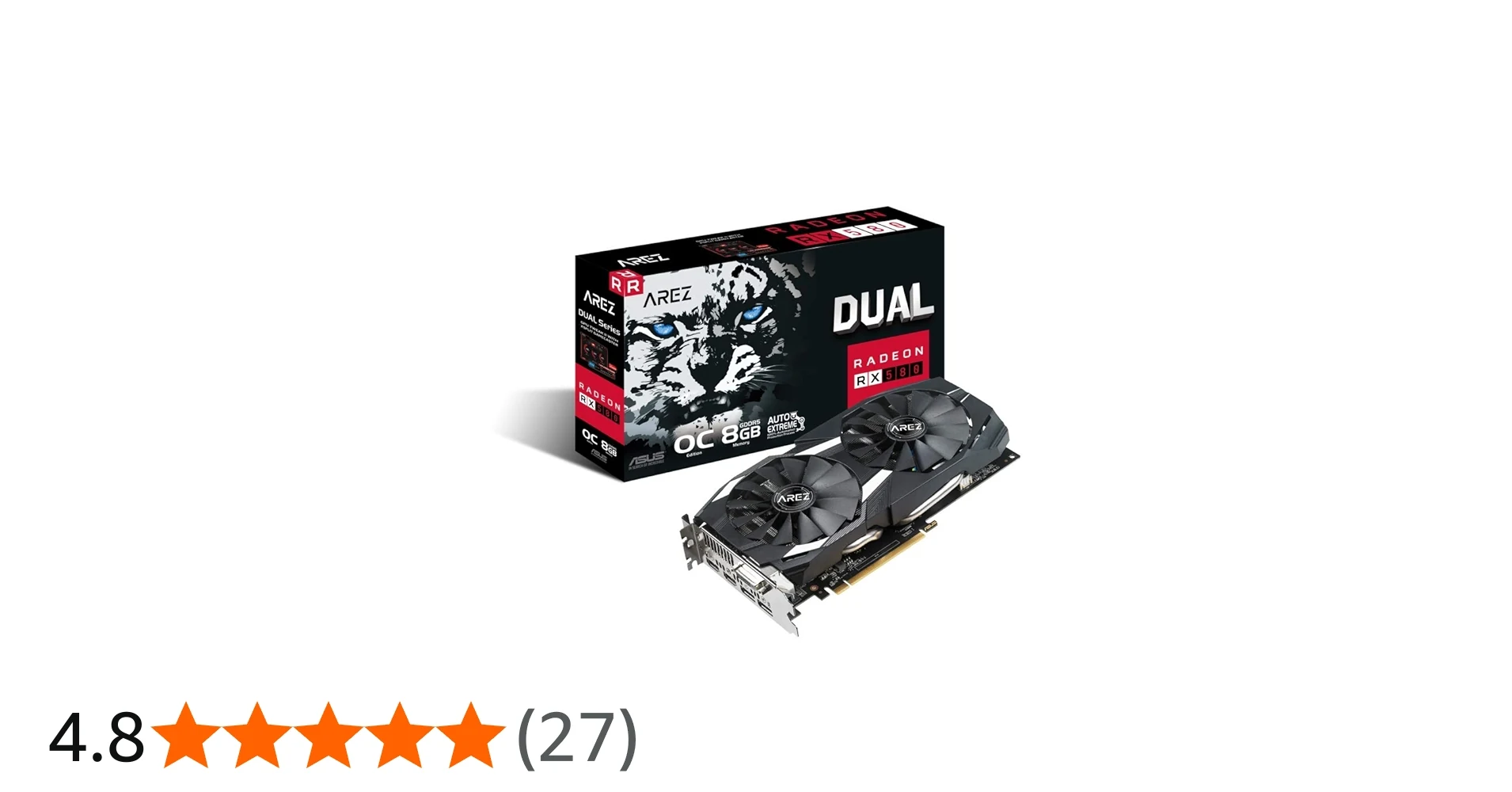 VGA ASUS AREZ Dual Radeon RX 580 OC Edition 8GB - GDDR5 - NEW