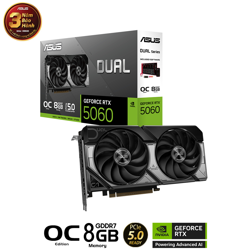 VGA ASUS Dual GeForce RTX 5060 8GB - GDDR7 - NEW