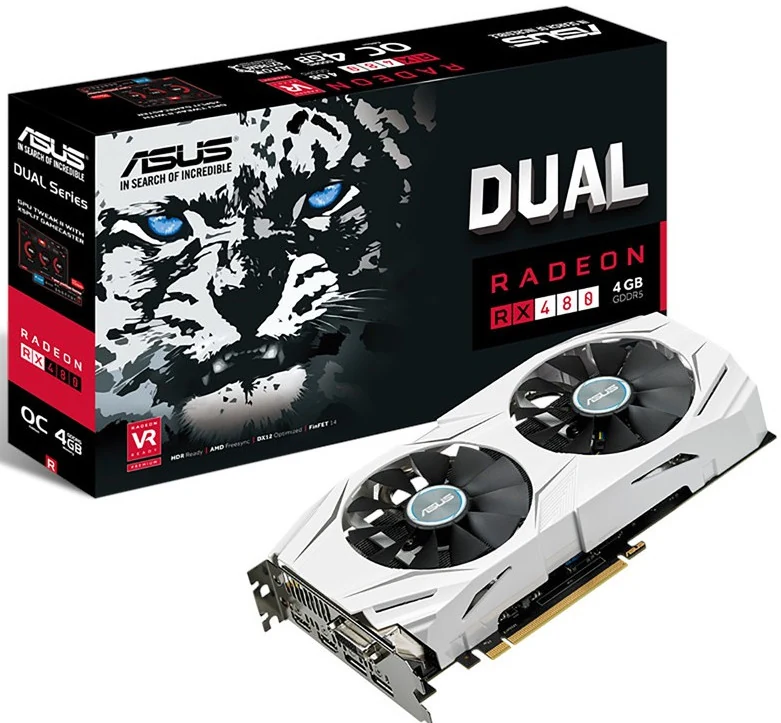 VGA ASUS Dual Radeon RX 480 OC Edition 4GB - GDDR5 - NEW