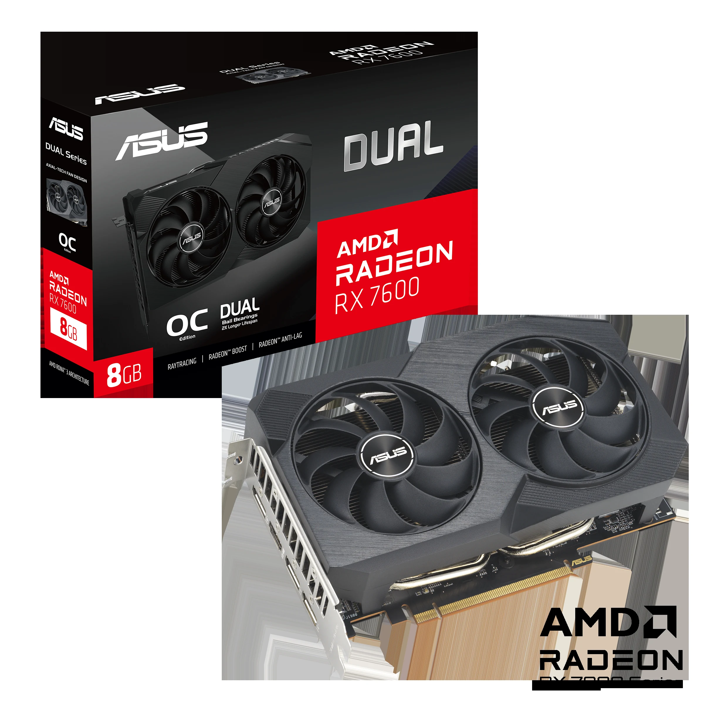 VGA ASUS Dual Radeon RX 7600 V2 OC Edition 8GB - GDDR6 - NEW