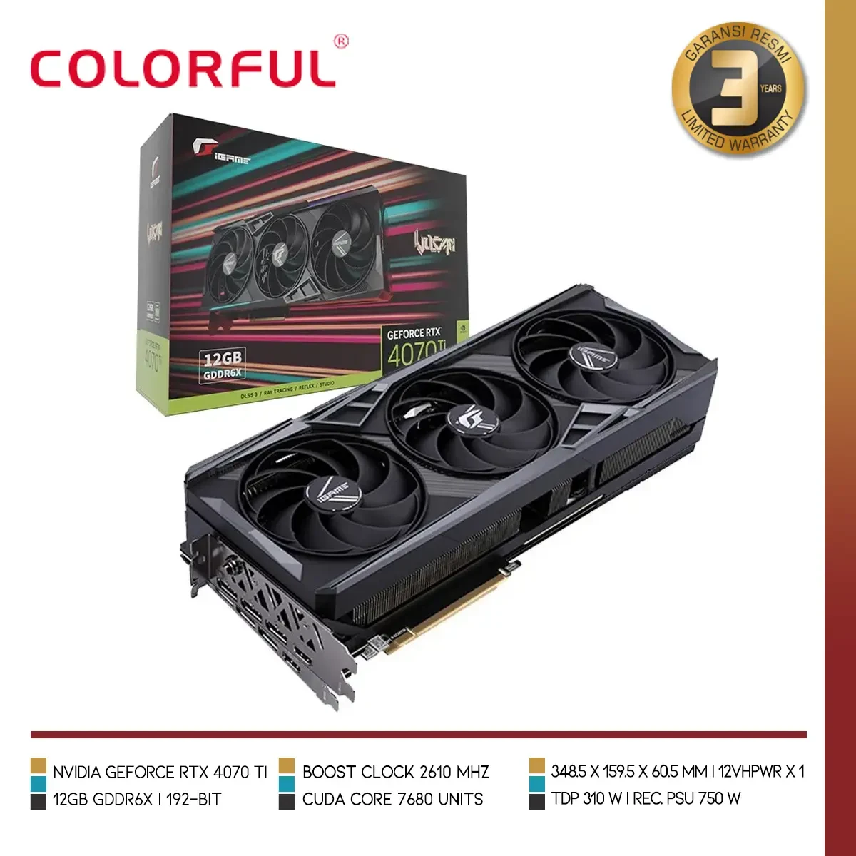 VGA Colorful iGame GeForce RTX 4070 Vulcan OC 12GB - GDDR6X - NEW