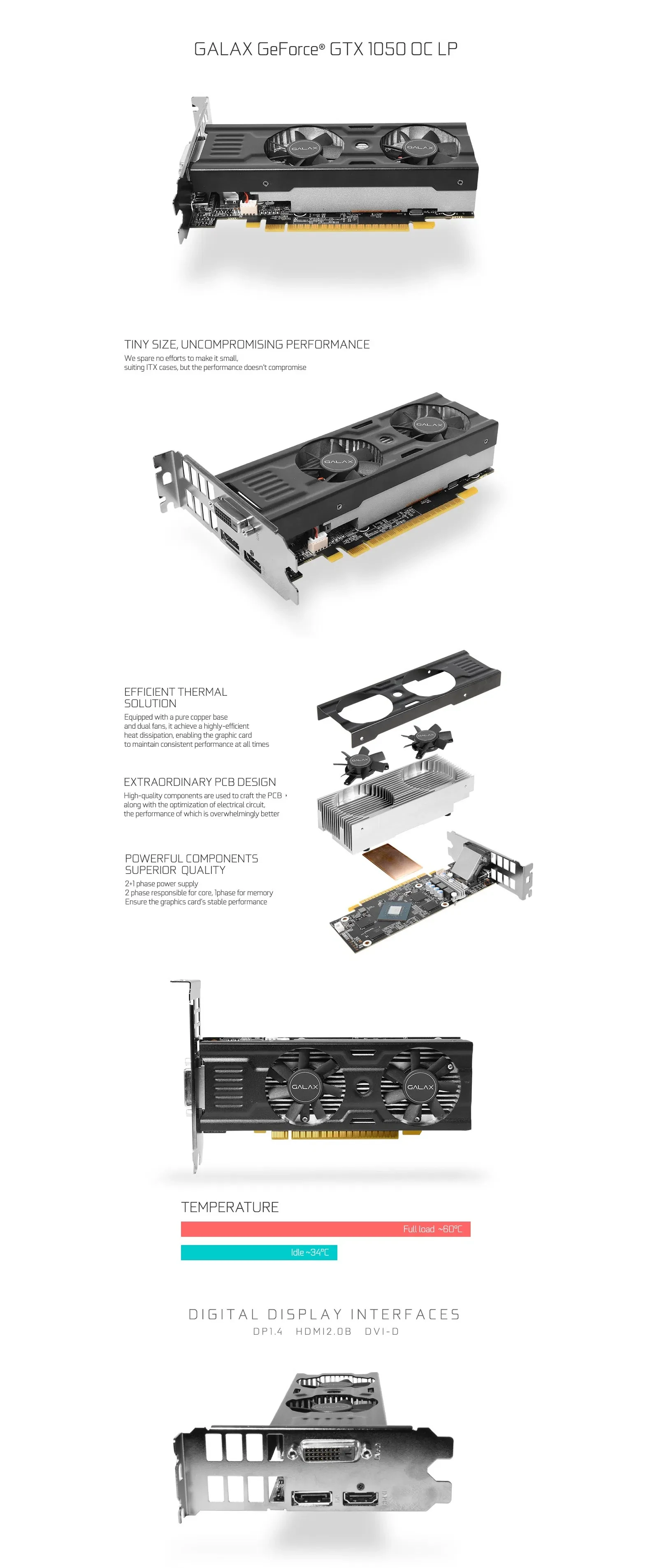 VGA GALAX GeForce GTX 1050 OC LP 2GB GDDR5