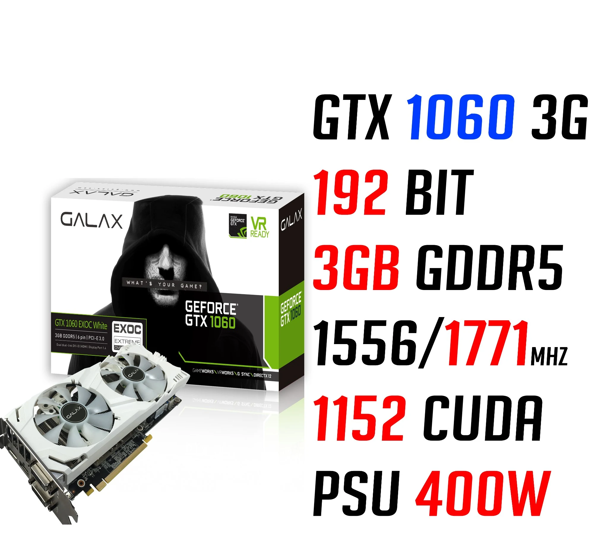 VGA GALAX GeForce GTX 1060 EXOC 3GB GDDR5