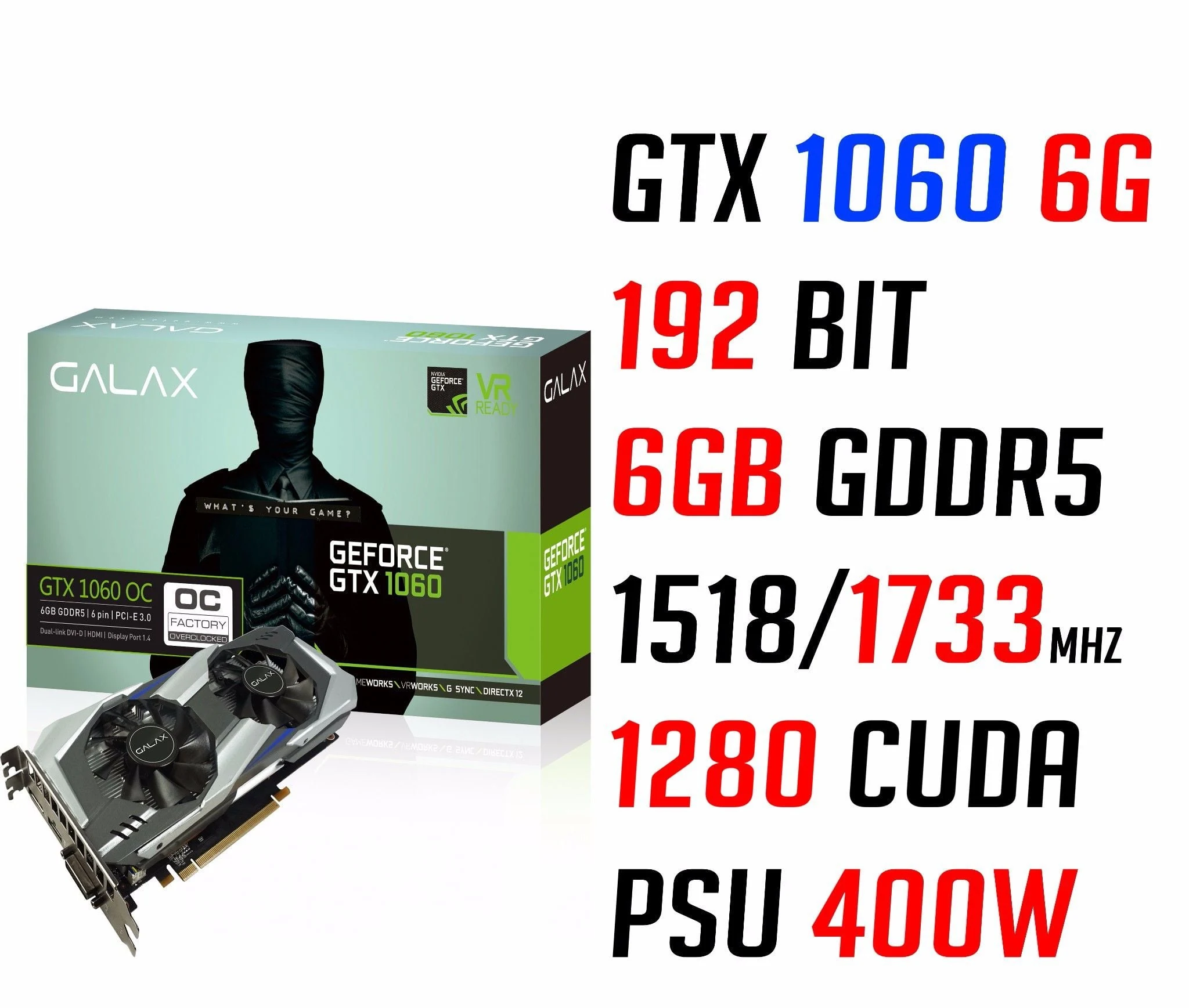 VGA GALAX GeForce GTX 1060 OC 6GB GDDR5