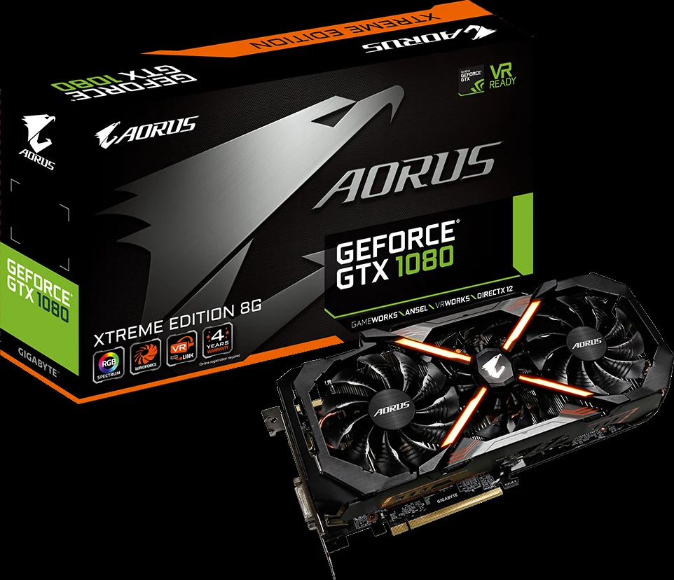 VGA GIGABYTE AORUS GeForce GTX 1080 Xtreme Edition 8GB - GDDR5X - NEW