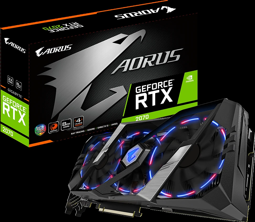 VGA GIGABYTE AORUS GeForce RTX 2070 8GB - GDDR6 - NEW